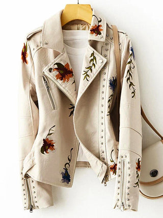 AURÉLIE FLORAL LEATHER JACKET