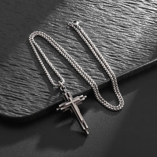 LAYERED CROSS NECKLACE